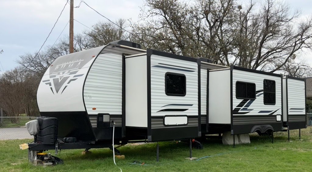 Temporary RV housing unit deployed on site